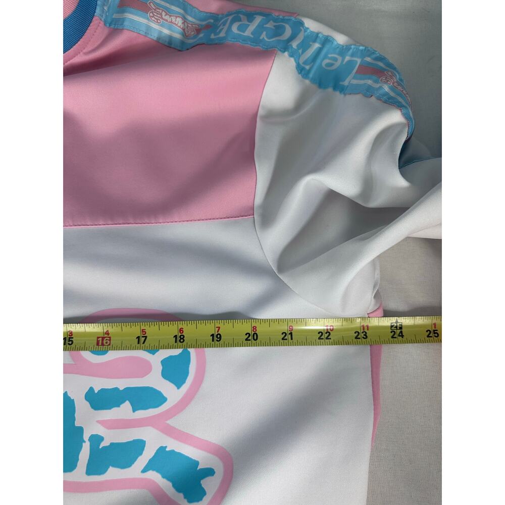Le Tigre Men's sz XL Pink Blue & White Track Jacket Pastel Tri Color Large Logo - Picture 7 of 11